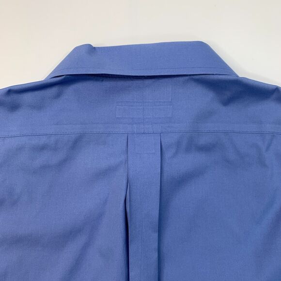 Cremieux Dress Shirt Mens 16.5 Evening Blue Collared Button Up Pinpoint Cotton - Picture 8 of 10